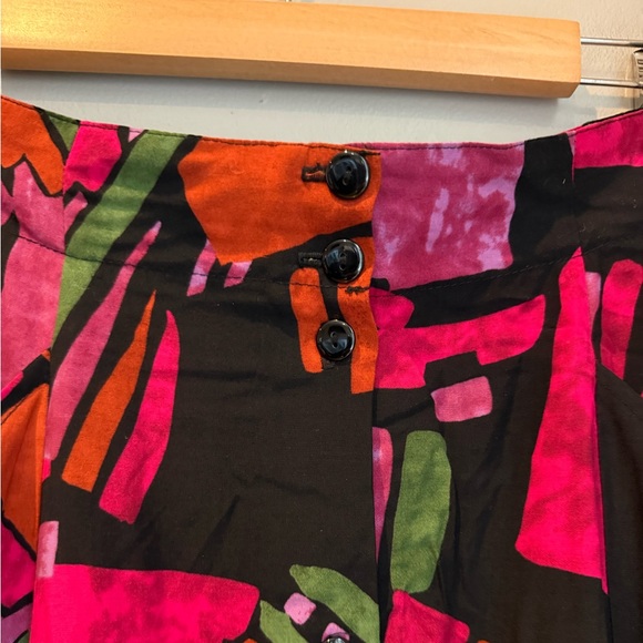 VINTAGE 80s Midi Abstract Art Work -  Front Button Closure Skirt - S - Picture 4 of 11